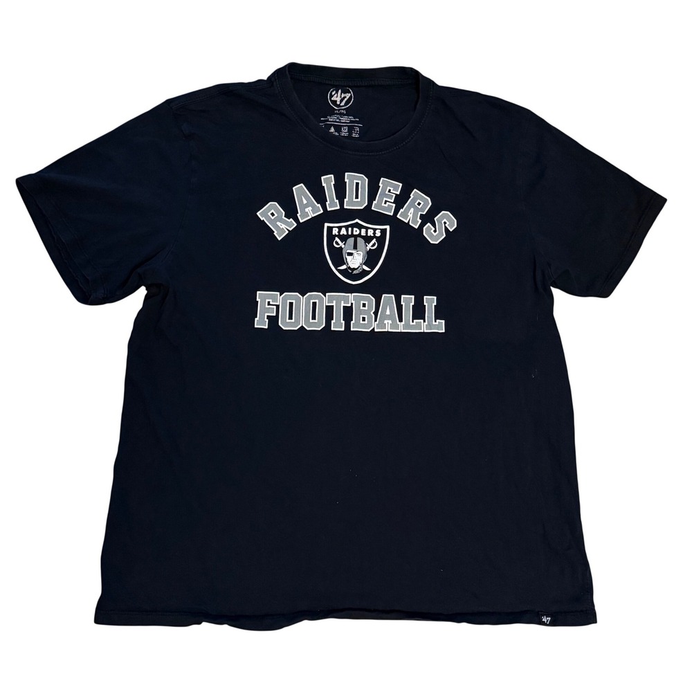 47 Brand Las Vegas Raiders Football T-Shirt Mens XL Black NFL Graphic Tee